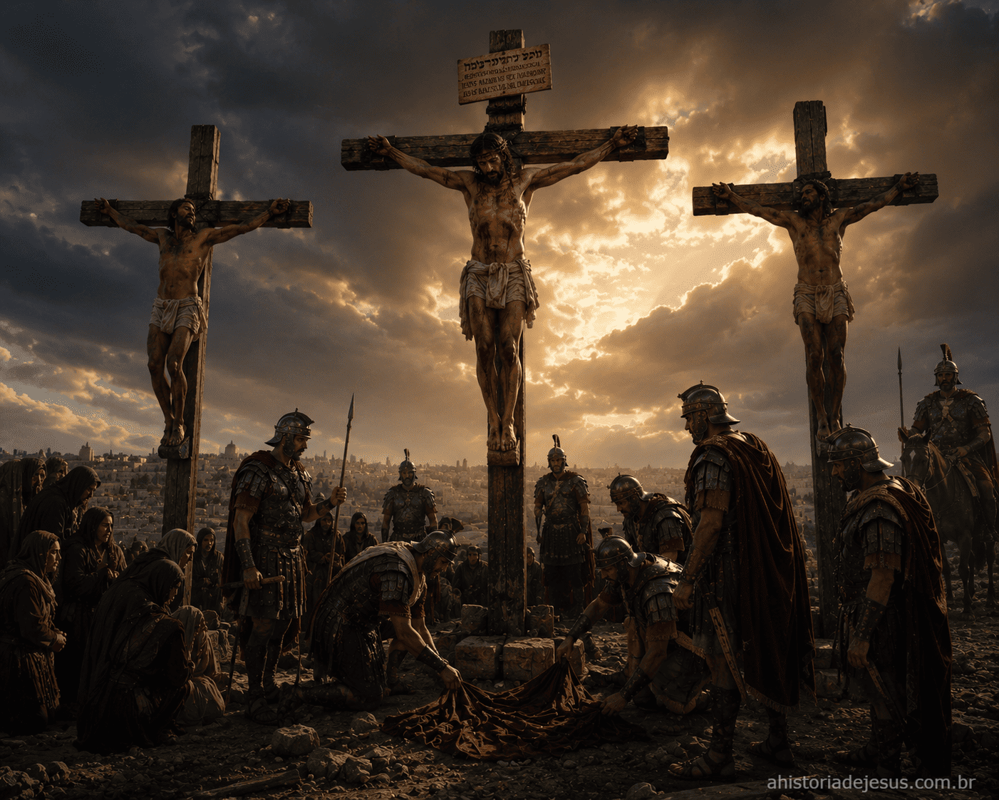 Jesus na cruz com os dois ladrões
