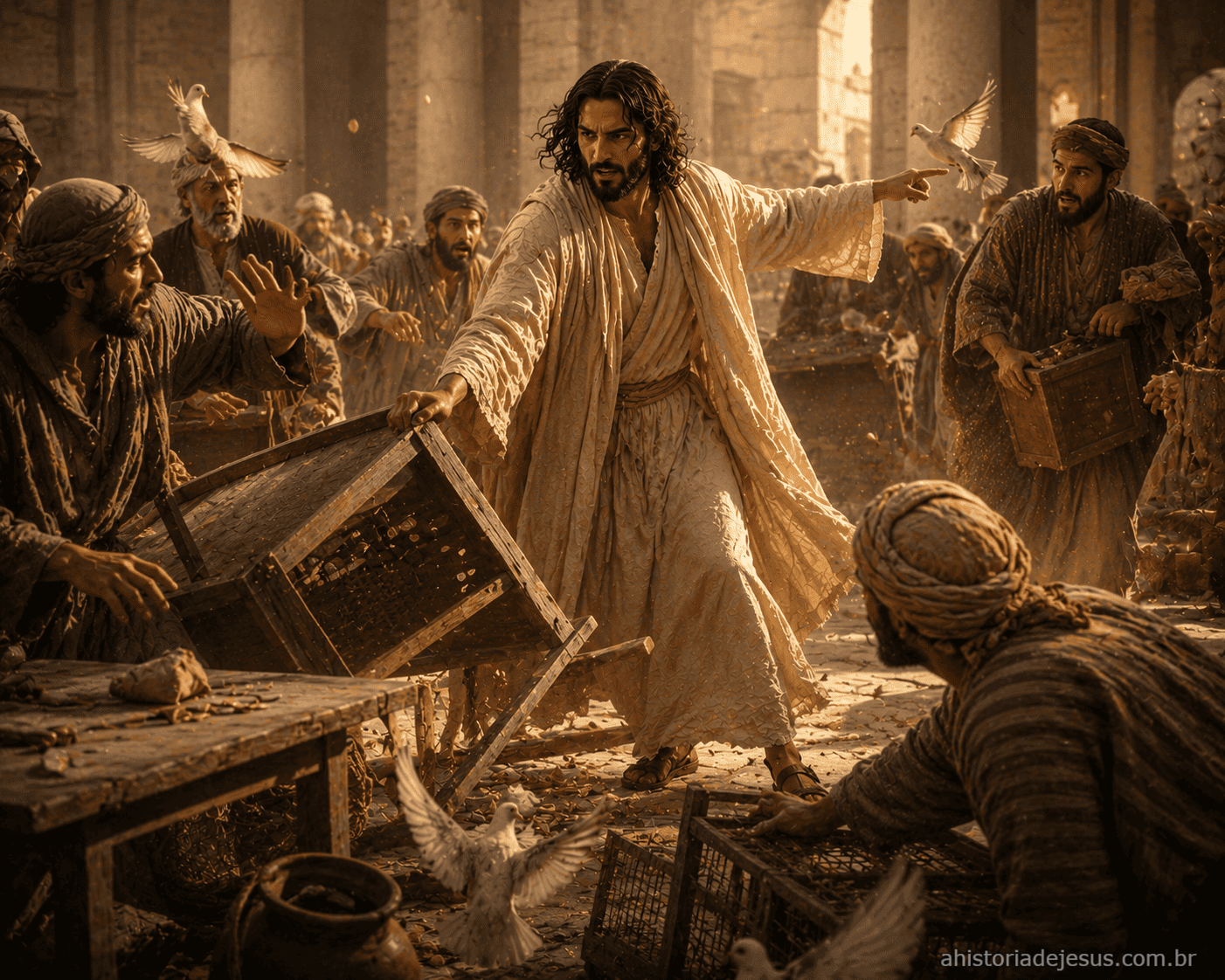 Jesus expulsa os cambistas e vendedores do Templo, restaurando sua santidade