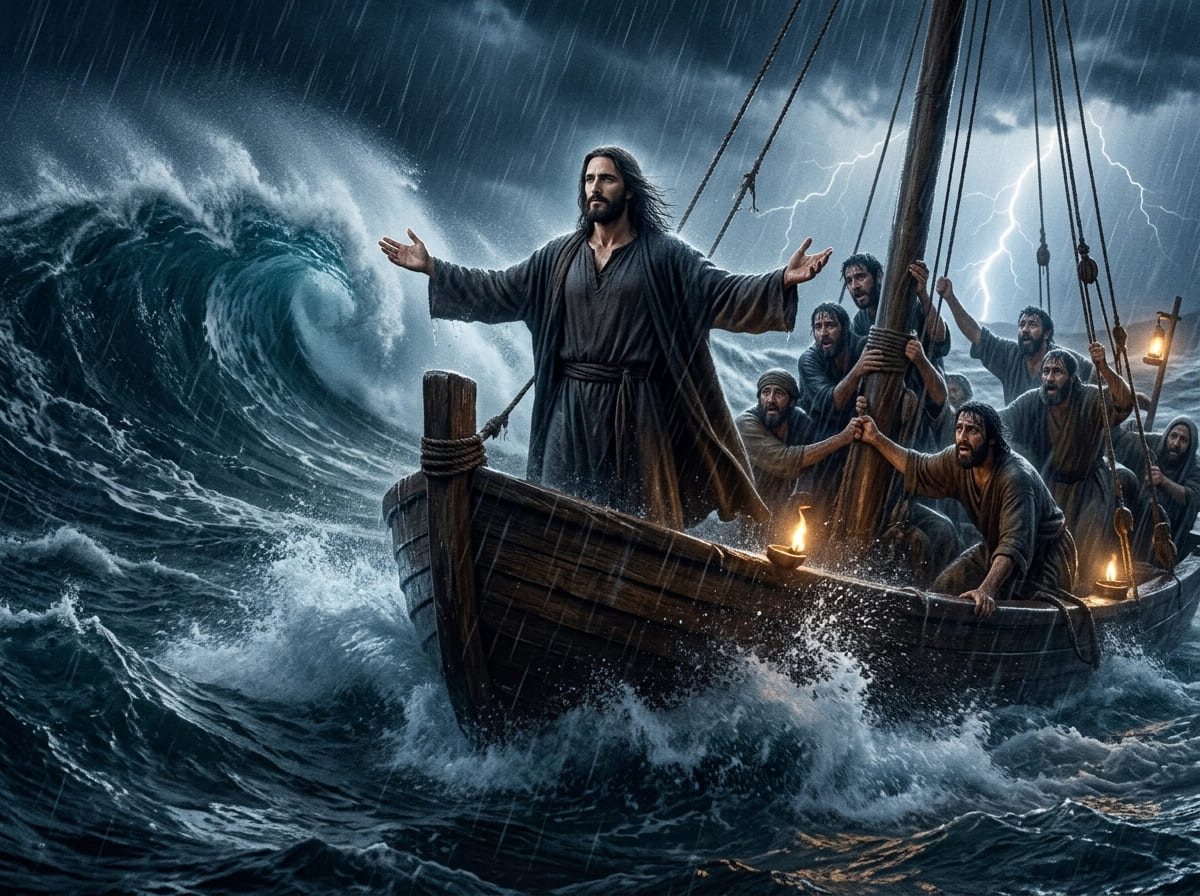 Jesus acalmando a tempestade no Mar da Galileia