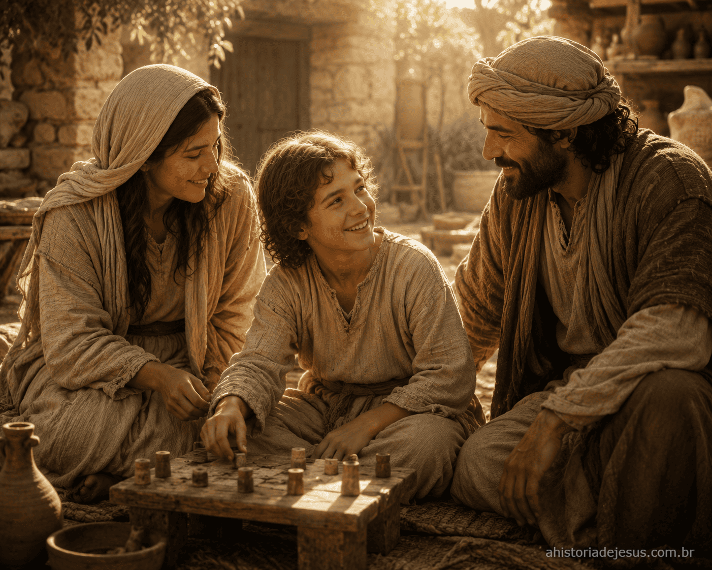 Jesus em Nazaré com Maria e José