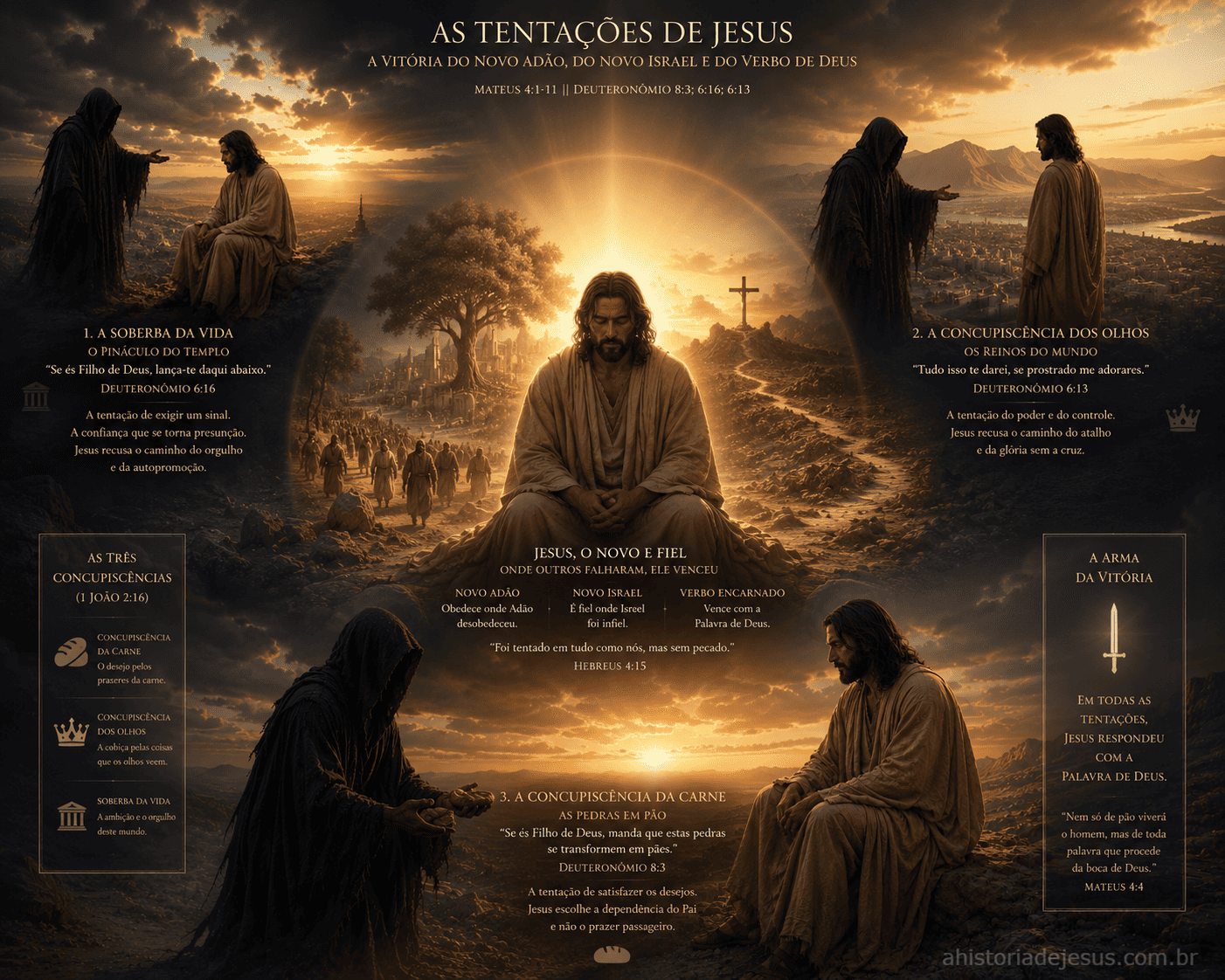 Representação artística do significado espiritual das tentações de Jesus